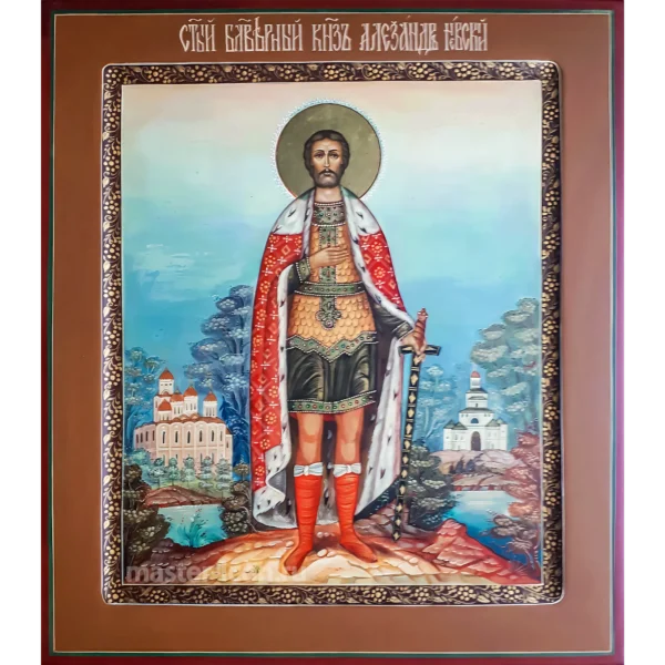 Рукописная икона Александр Невский